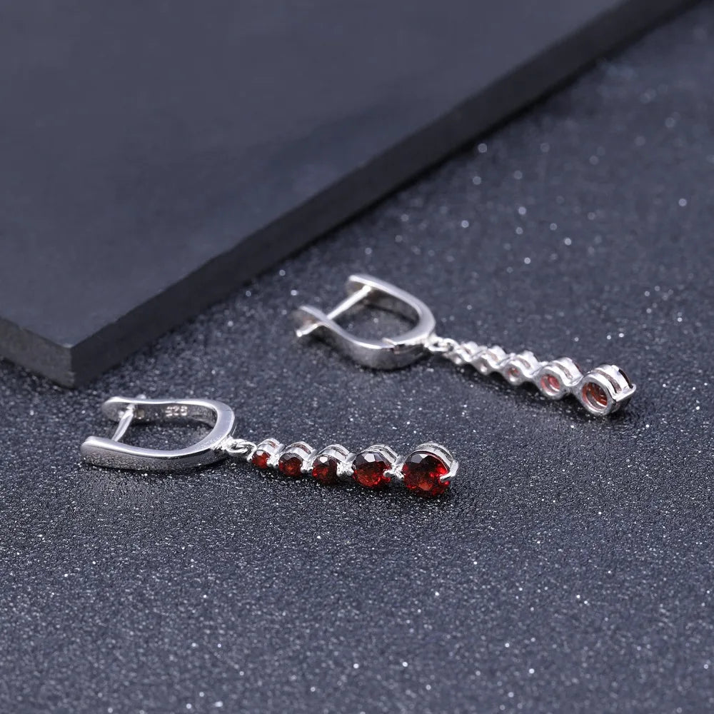 Elegant 2.67Ct Natural Red Garnet Drop Earrings | 925 Sterling Silver | Choosen Jewelry