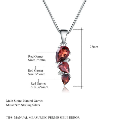 2.94Ct Garnet Pendant Necklace | Sterling Silver | Choosen Jewelry