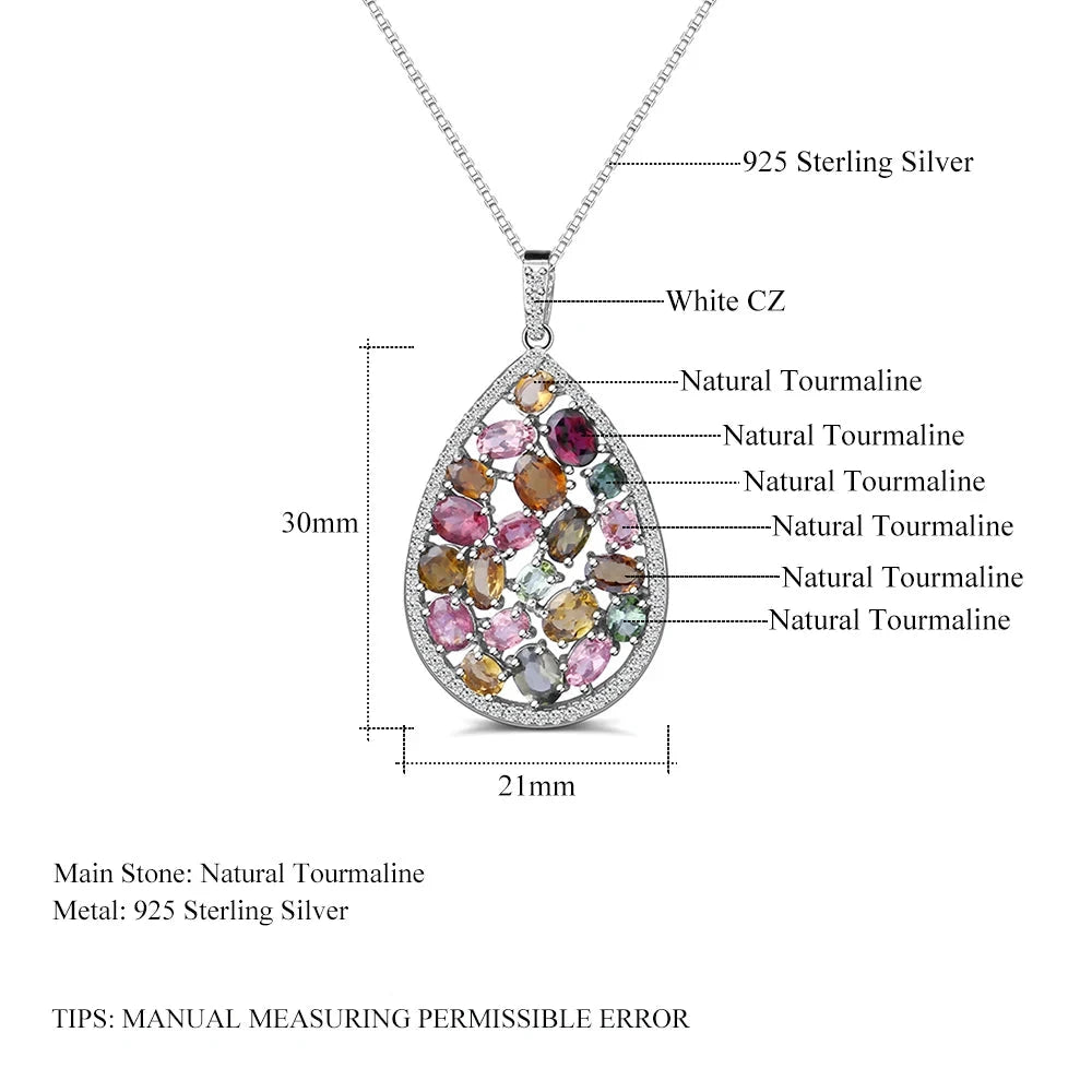 Choosen Jewelry 1.16Ct Natural Tourmaline Pendant Necklace in 925 Sterling Silver