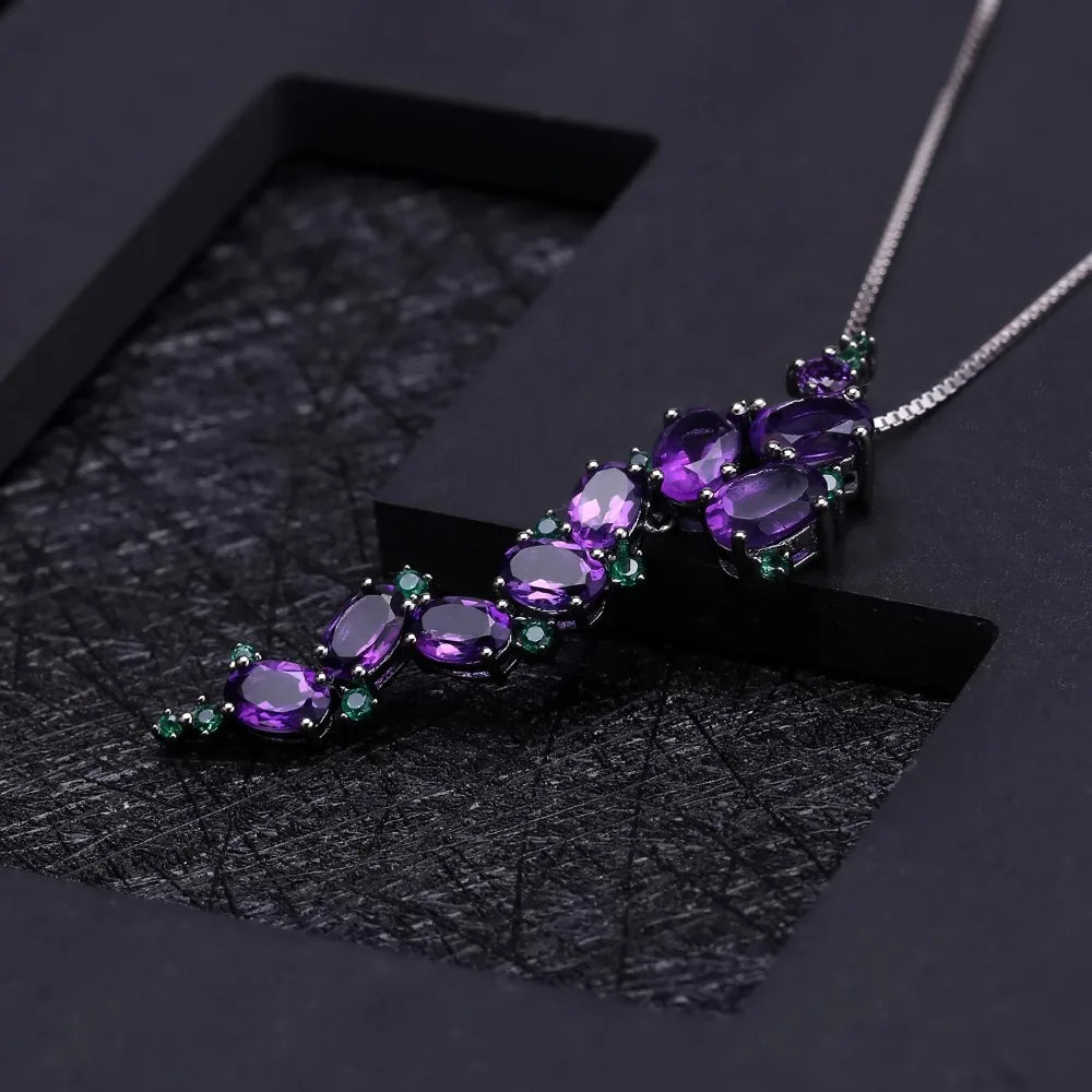 Natural Amethyst Gothic Pendant Necklace | 925 Sterling Silver | Choosen Jewelry