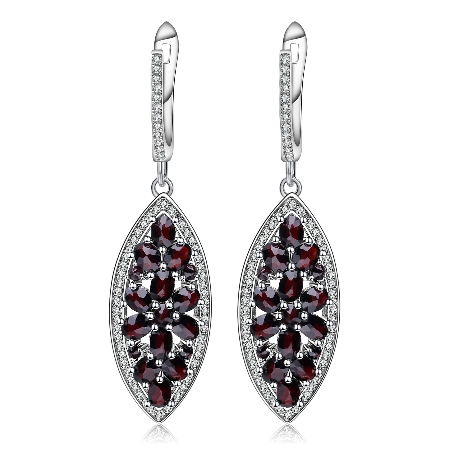 Choosen Jewelry 6.90Ct Black Garnet Drop Earrings - 925 Sterling Silver Fine Jewelry for Women