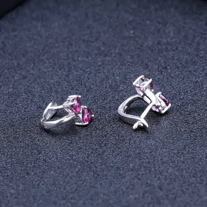 Heart-Shaped Rhodolite Garnet Stud Earrings in Sterling Silver | Choosen Jewelry