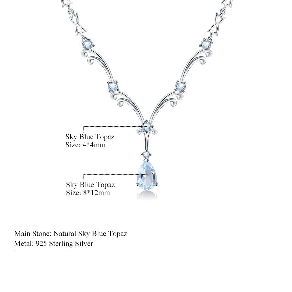 Adorn yourself with this stunning Sky Blue Topaz-Blue Sapphire teardrop necklace