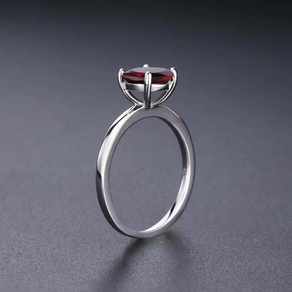 Natural 2.36Ct Red Garnet Engagement Ring | Sterling Silver | Choosen Jewelry