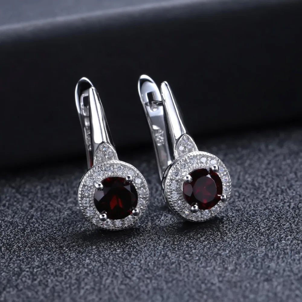 Choosen Jewelry 2.10Ct Natural Red Garnet Stud Earrings in 925 Sterling Silver - Fine Jewelry for Women