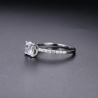 Choosen Jewelry: 1.49Ct CZ Engagement Ring - 925 Sterling Silver, Square Cut, Trendy Women's Wedding Band