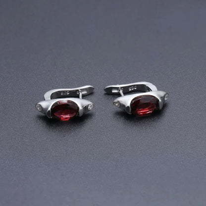 Elegant Garnet Ring and Earring Set | 925 Sterling Silver | Choosen Jewelry