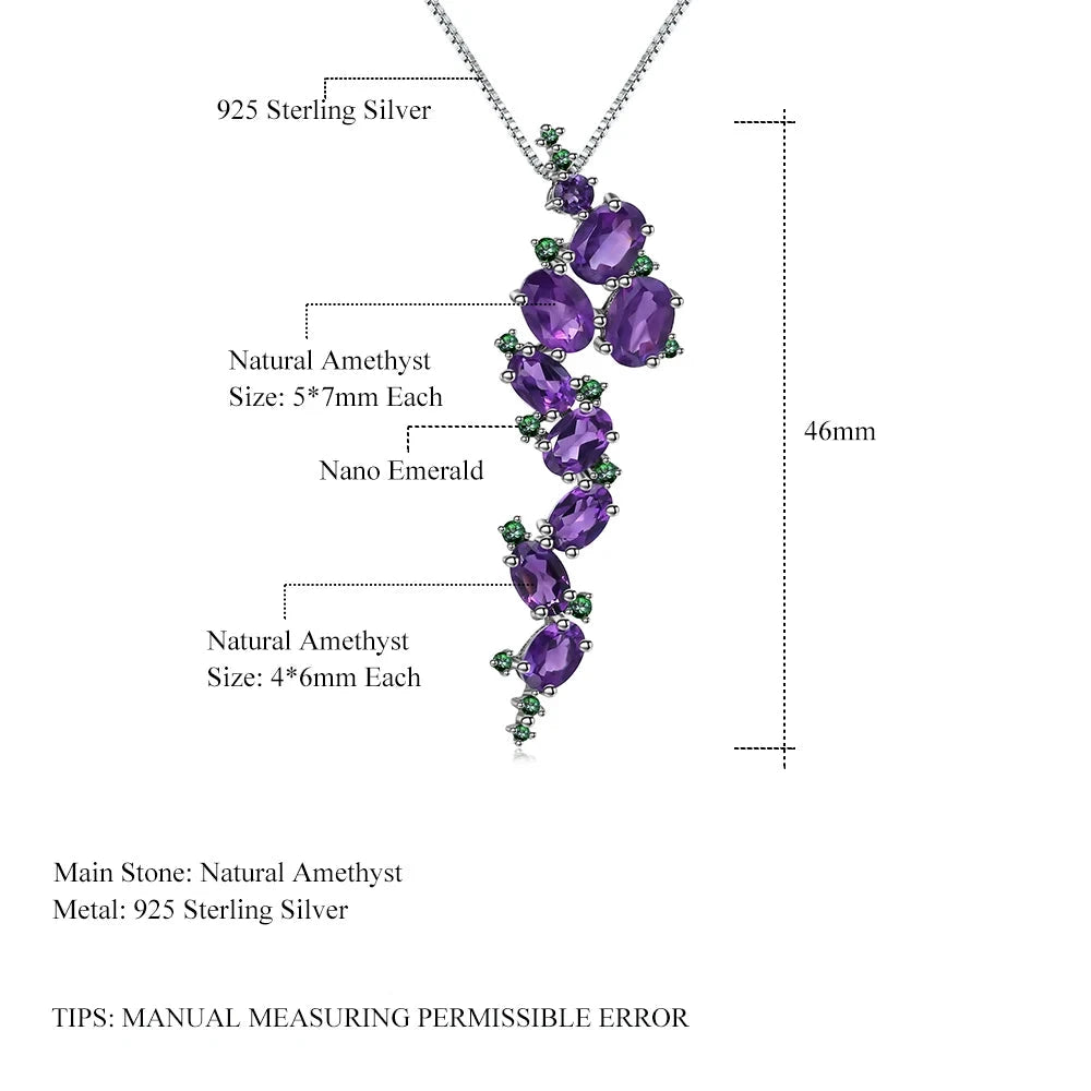 Natural Amethyst Gothic Pendant Necklace | 925 Sterling Silver | Choosen Jewelry