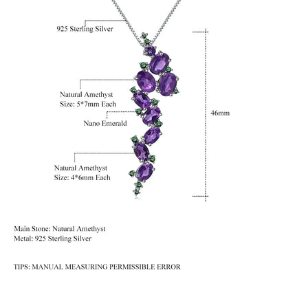 Natural Amethyst Gothic Pendant Necklace | 925 Sterling Silver | Choosen Jewelry