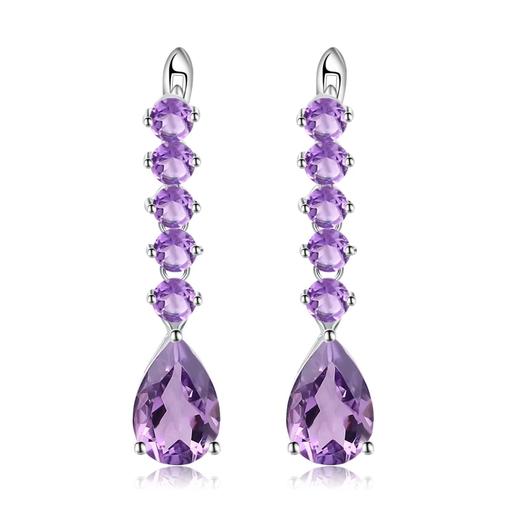 Choosen Jewelry 8.91Ct Natural Amethyst Vintage Drop Earrings in 925 Sterling Silver