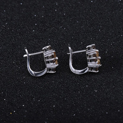 Choosen Jewelry: Multicolor Citrine & Smoky Quartz Stud Earrings in 925 Sterling Silver