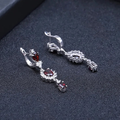 Elegant 4.88Ct Red Garnet Drop Earrings in 925 Sterling Silver by Choosen Jewelry