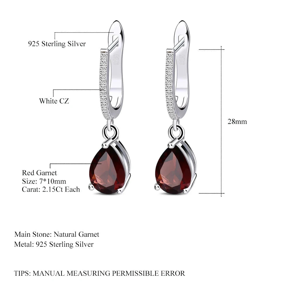 Stunning 4.31Ct Natural Red Garnet Drop Earrings by Choosen Jewelry - 925 Sterling Silver Fine Jewelry for Women