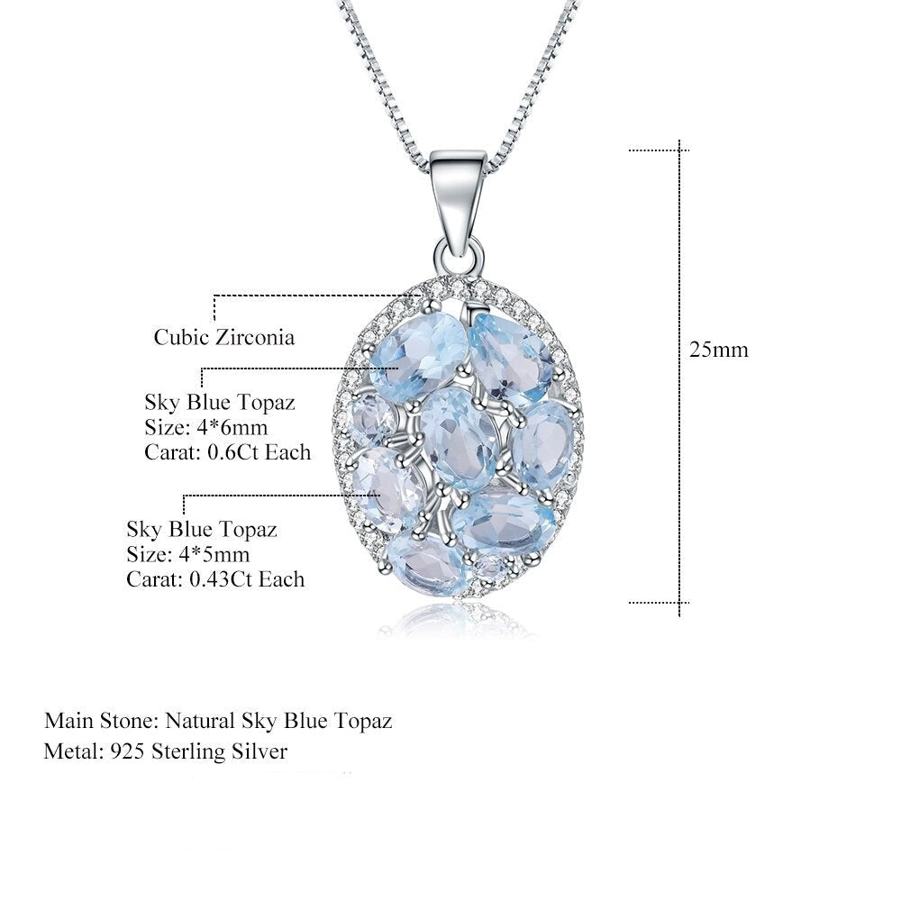 Featuring a captivating 925 Sterling Silver chain and an exquisite Oval Cut Sky Blue Topaz centerpiece