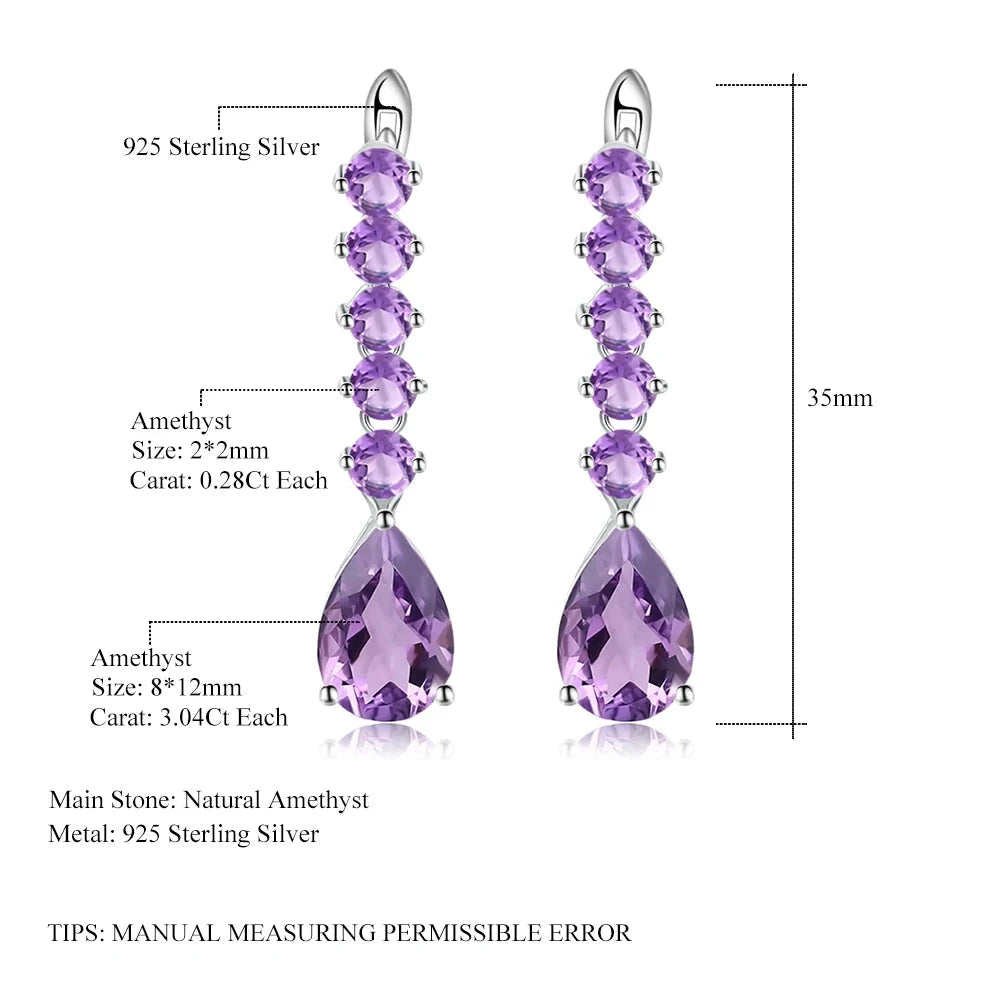 Choosen Jewelry 8.91Ct Natural Amethyst Vintage Drop Earrings in 925 Sterling Silver