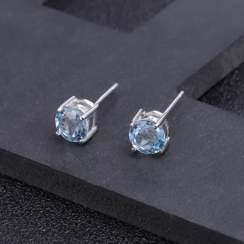  Sky Blue Topaz Stud Earrings