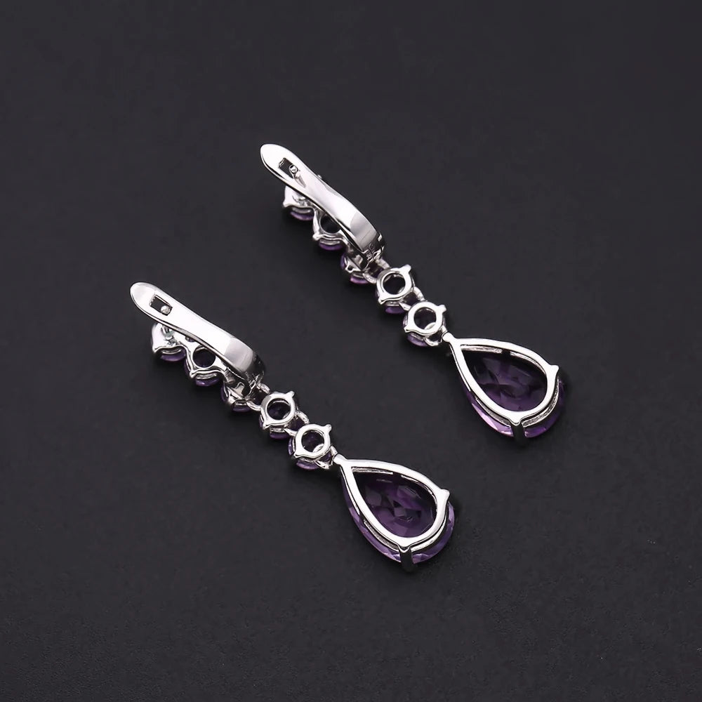 Choosen Jewelry 8.91Ct Natural Amethyst Vintage Drop Earrings in 925 Sterling Silver