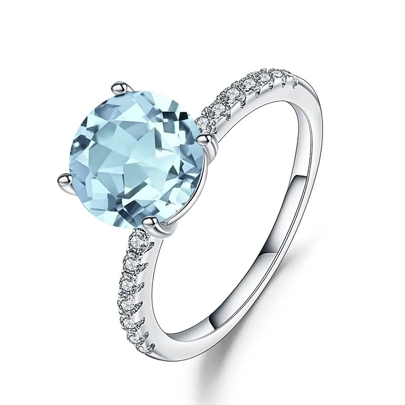 Sterling Silver 3.45Ct Sky Blue Topaz Solitaire Ring - Choosen Jewelry