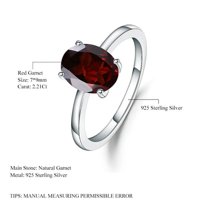 Romantic 2.21Ct Oval Red Garnet Engagement Ring - 925 Sterling Silver | Choosen Jewelry