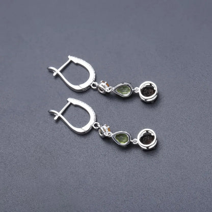 Vintage Gemstone Drop Earrings - 925 Sterling Silver - Choosen Jewelry