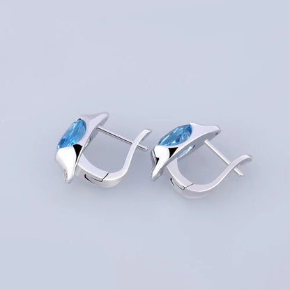 Elegant Blue Topaz Wedding Jewelry Set - 925 Sterling Silver Earrings & Ring by Choosen Jewelry