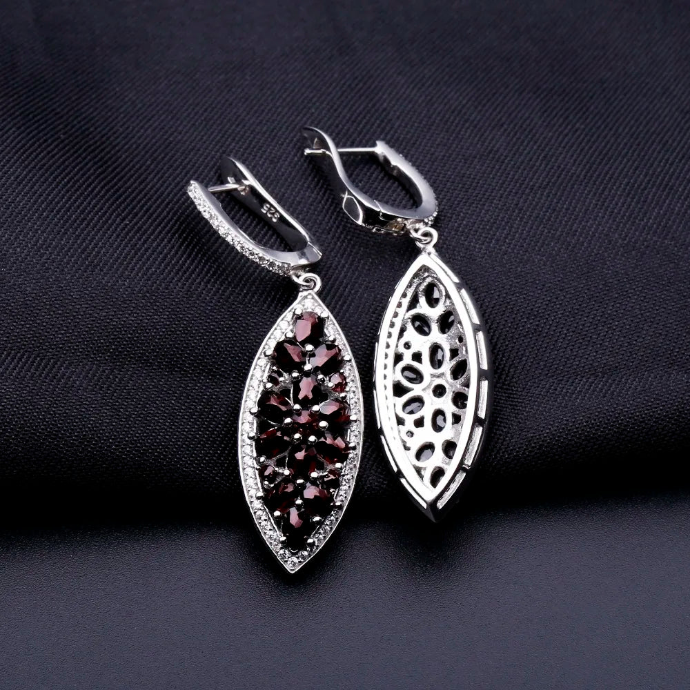 Choosen Jewelry 6.90Ct Black Garnet Drop Earrings - 925 Sterling Silver Fine Jewelry for Women