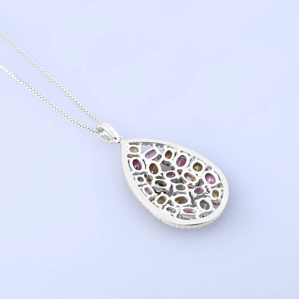 Choosen Jewelry 1.16Ct Natural Tourmaline Pendant Necklace in 925 Sterling Silver