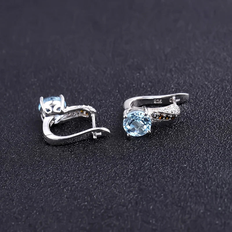 Choosen Jewelry: Natural Sky Blue Topaz and Smoky CZ Sterling Silver Wedding Set