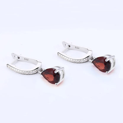 Stunning 4.31Ct Natural Red Garnet Drop Earrings by Choosen Jewelry - 925 Sterling Silver Fine Jewelry for Women