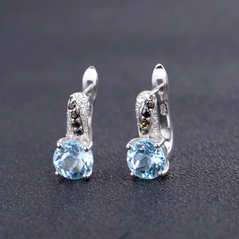 Choosen Jewelry: Natural Sky Blue Topaz and Smoky CZ Sterling Silver Wedding Set