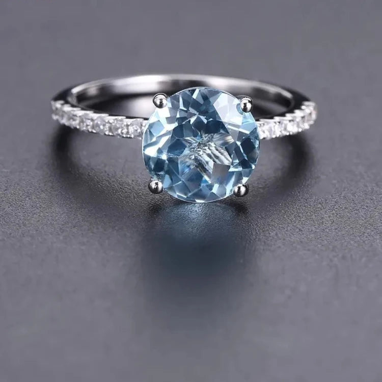 Sterling Silver 3.45Ct Sky Blue Topaz Solitaire Ring - Choosen Jewelry