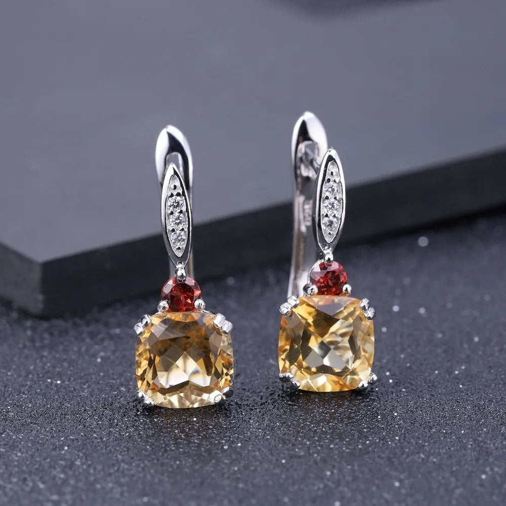 Natural Citrine Birthstone Stud Earrings - 925 Sterling Silver Choosen Jewelry