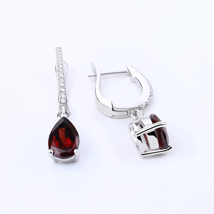 Stunning 4.31Ct Natural Red Garnet Drop Earrings by Choosen Jewelry - 925 Sterling Silver Fine Jewelry for Women