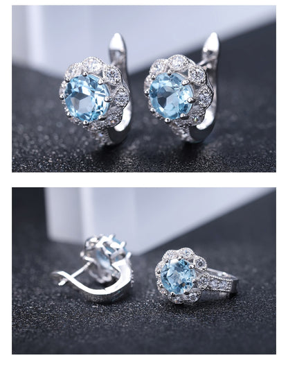 Sky Blue Topaz Hoop Earrings