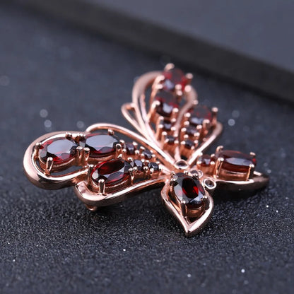 Choosen Jewelry 925 Sterling Silver Garnet Butterfly Brooch - Wedding & Fine Jewelry