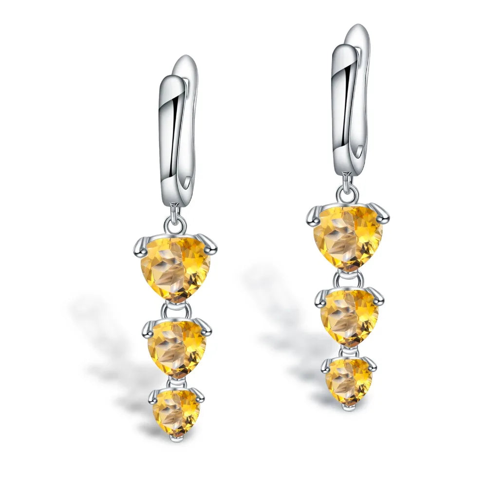 Natural Citrine Heart Drop Earrings | 4.86Ct | 925 Sterling Silver | Choosen Jewelry