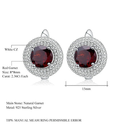 4.73Ct Round Red Garnet Stud Earrings | Sterling Silver Wedding Jewelry | Choosen Jewelry