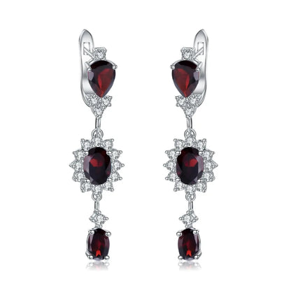 Elegant 4.88Ct Red Garnet Drop Earrings in 925 Sterling Silver by Choosen Jewelry