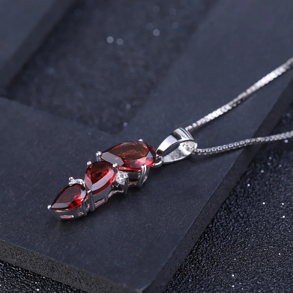 2.94Ct Garnet Pendant Necklace | Sterling Silver | Choosen Jewelry