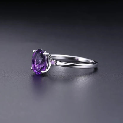 Oval Amethyst Sterling Silver Solitaire Ring - Choosen Jewelry