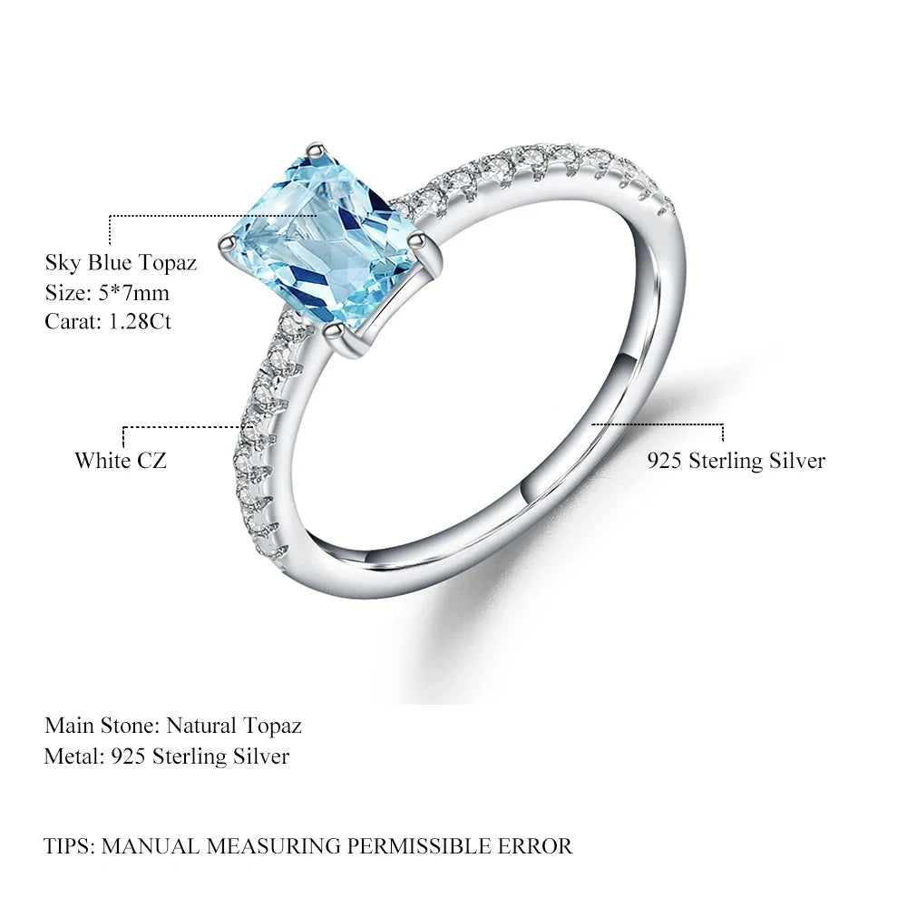 Sky Blue Topaz Sterling Silver Engagement Ring - Choosen Jewelry