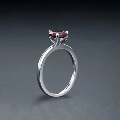 Elegant Red Garnet Water Drop Ring | Sterling Silver | Choosen Jewelry