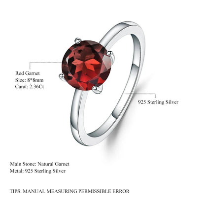 Natural 2.36Ct Red Garnet Engagement Ring | Sterling Silver | Choosen Jewelry