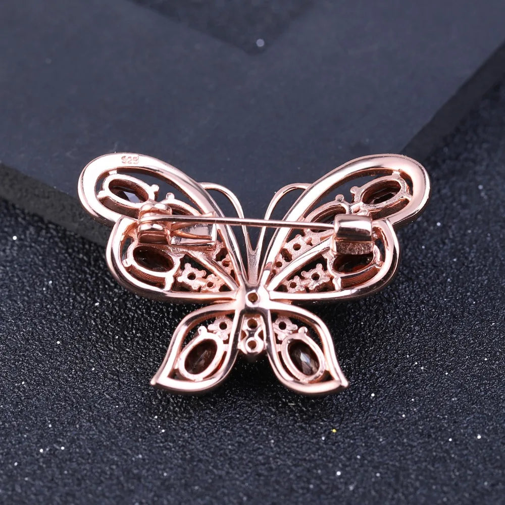 Choosen Jewelry 925 Sterling Silver Garnet Butterfly Brooch - Wedding & Fine Jewelry