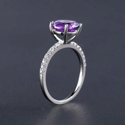 Vintage 2.66Ct Amethyst Wedding Ring | Sterling Silver | Choosen Jewelry