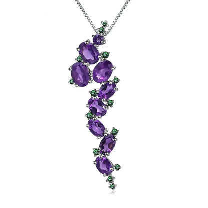 Natural Amethyst Gothic Pendant Necklace | 925 Sterling Silver | Choosen Jewelry