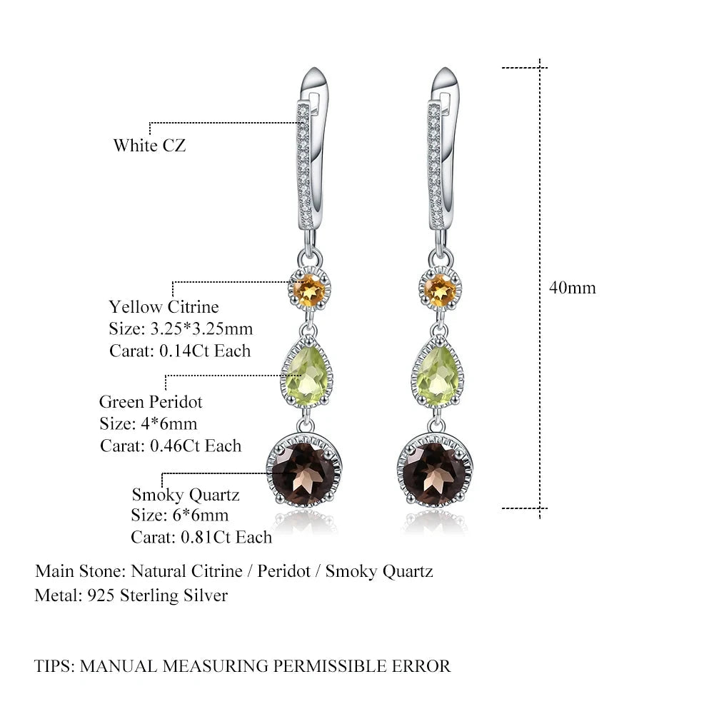 Vintage Gemstone Drop Earrings - 925 Sterling Silver - Choosen Jewelry