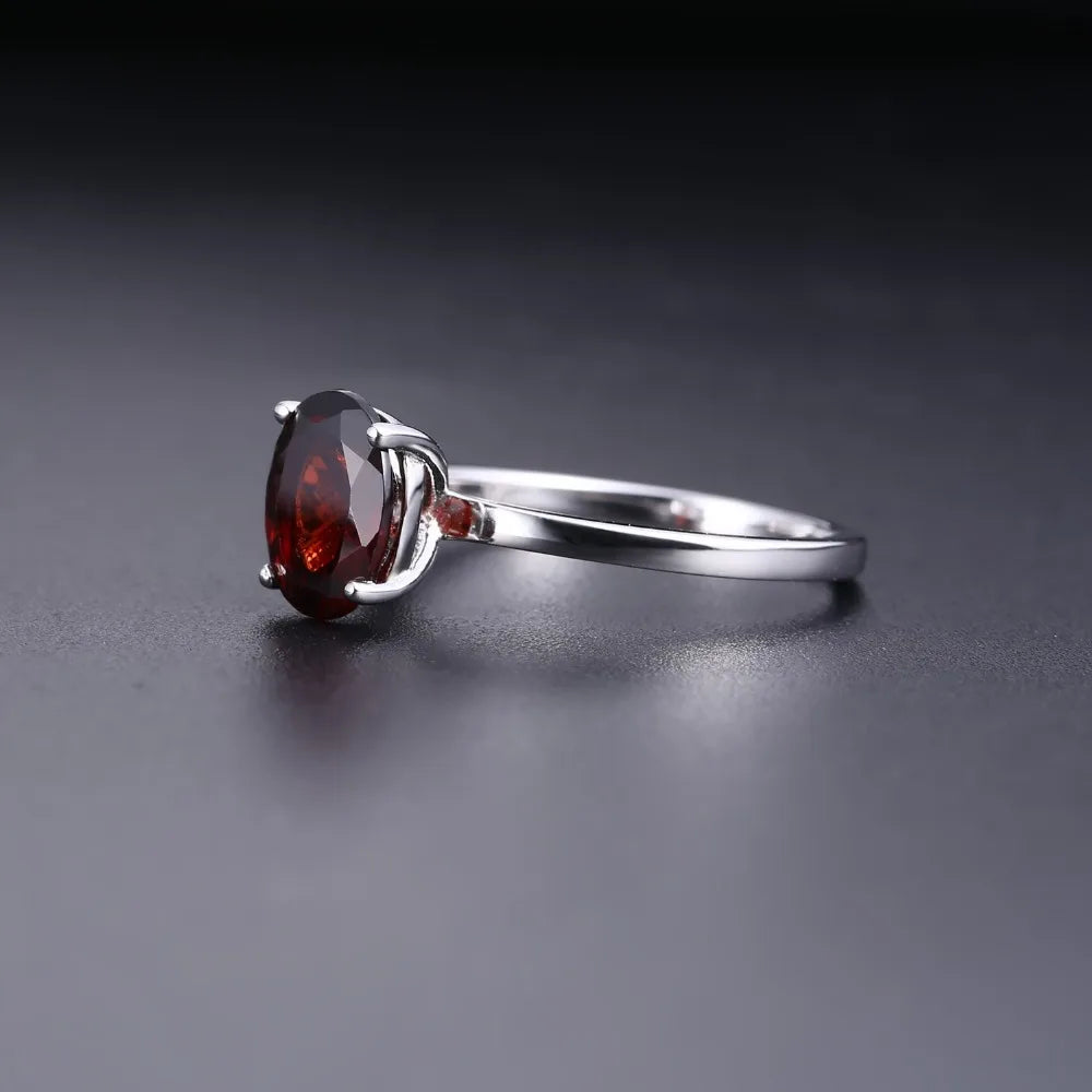 Romantic 2.21Ct Oval Red Garnet Engagement Ring - 925 Sterling Silver | Choosen Jewelry