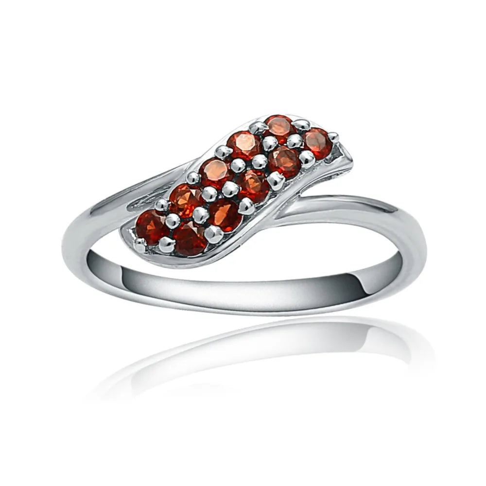 Choosen Jewelry: Elegant 0.63Ct Natural Red Garnet Engagement Ring in 925 Sterling Silver