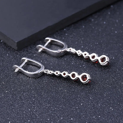 Elegant 2.67Ct Natural Red Garnet Drop Earrings | 925 Sterling Silver | Choosen Jewelry